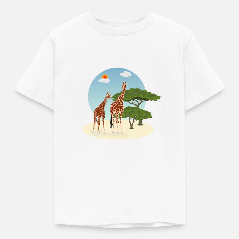 Mutter und Baby Giraffe - Kinder T-Shirt - Weiß