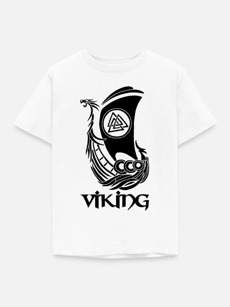 Schwarzes Wikingerschiff - Kinder T-Shirt - Weiß