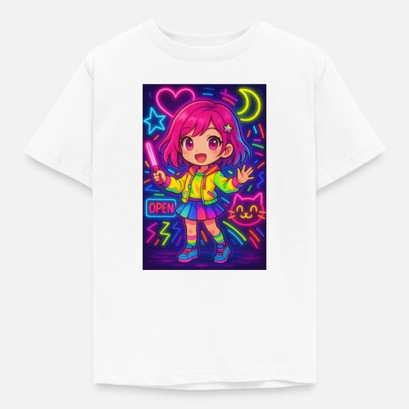 Neon Chibi Magic - Énergie d’anime colorée - T-shirt Enfant - blanc