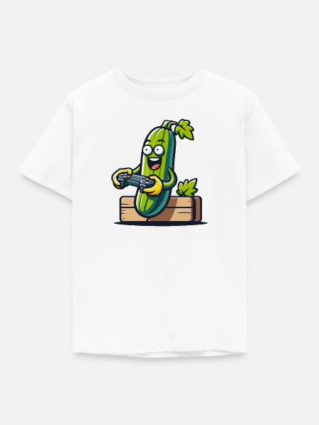 Gamer Zucchini - Kinder T-Shirt - Weiß