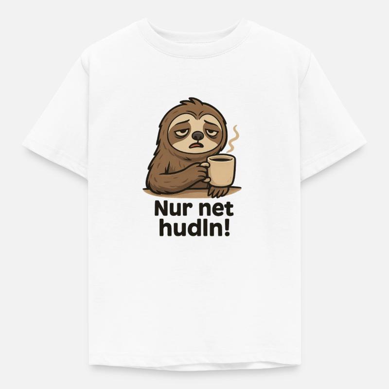 Sloth drinks coffee - Kids' T-Shirt - white