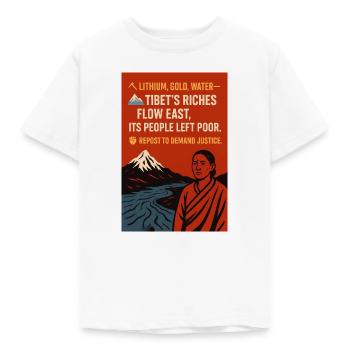 FLOW EAST - Tibet Wealth and Social Justice - Kids' T-Shirt - white - Front - AI Model Kid Male (0cm)