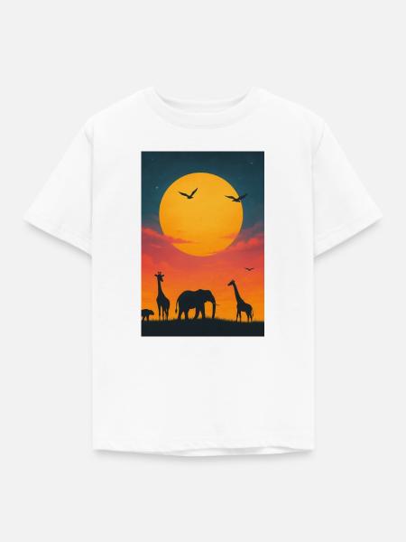 Savannen Sonnenuntergang - Kinder T-Shirt - Weiß