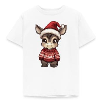Esel Weihnachten - Kinder T-Shirt - Weiß - Vorne - AI Model Kid Male (0cm)