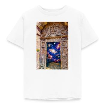 Space Gate Cosmic Portal Door - Kids' T-Shirt - white - Front - AI Model Kid Male (0cm)