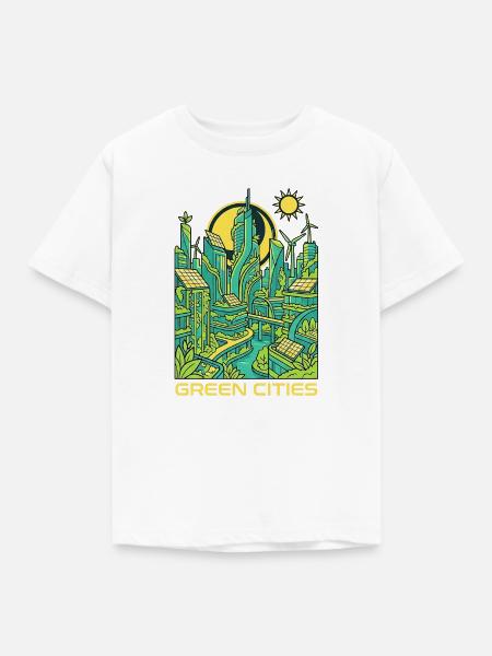 Grüne Städte Zukunft - Kinder T-Shirt - Weiß