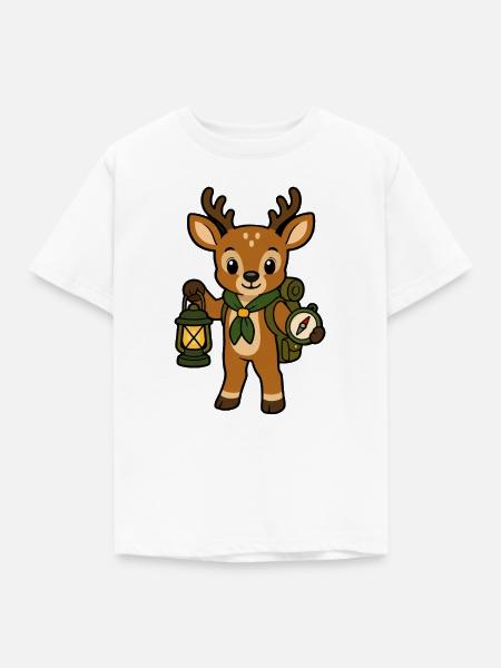 Waldabenteurer Reh mit Laterne - Kinder T-Shirt - Weiß