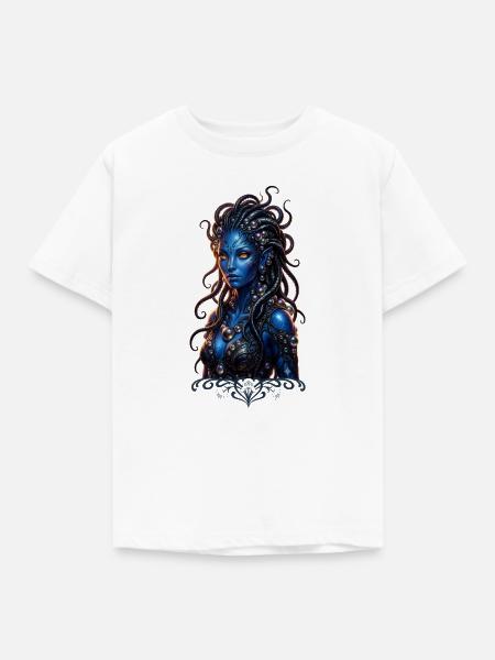 Blaue Göttin der leuchtenden Tentakel - Kinder T-Shirt - Weiß