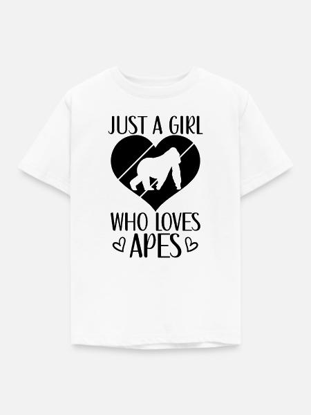 Affe Herz Silhouette - Kinder T-Shirt - Weiß