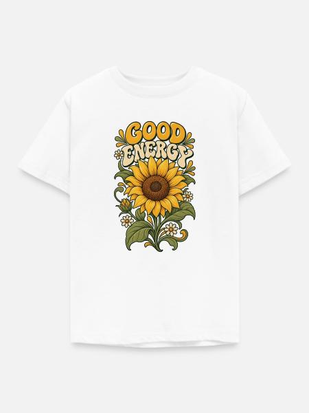 Gute Energie Sonnenblume - Kinder T-Shirt - Weiß