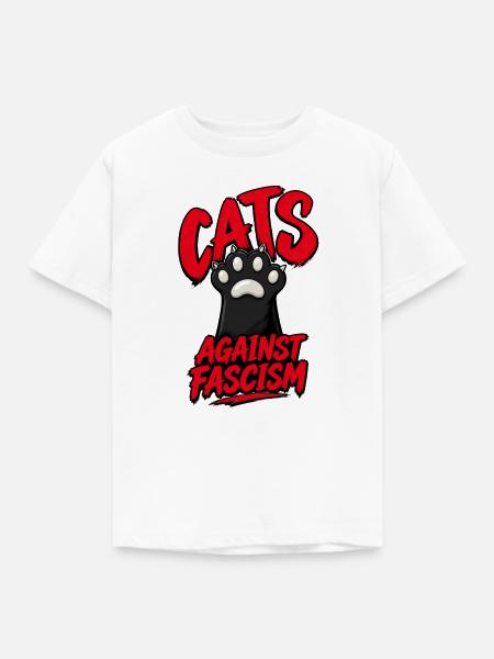 Cats Against Fascism - Kinder T-Shirt - Weiß