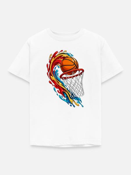Basketball-Wirbel - Kinder T-Shirt - Weiß