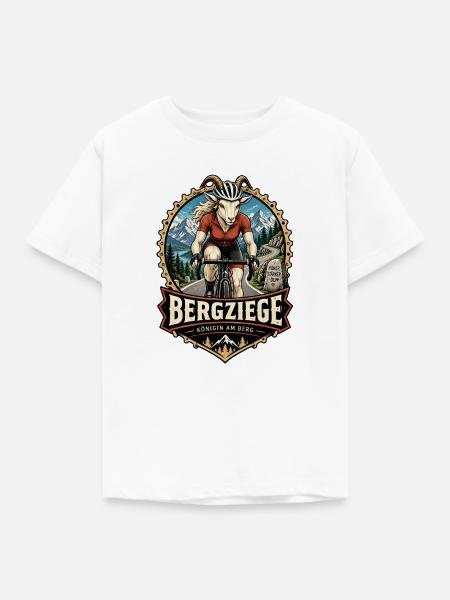 Rennradfahrerin Bergziege - Kinder T-Shirt - Weiß