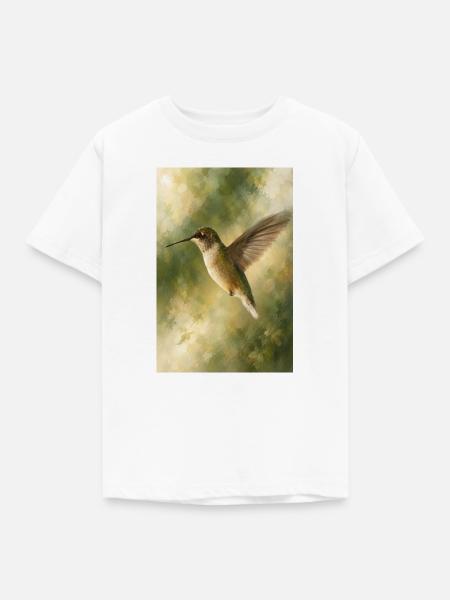 Kolibri im grünen Licht - Kinder T-Shirt - Weiß