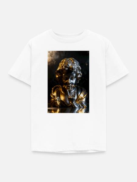 Goldene Cherub-Büste mit Felsgeste - Kinder T-Shirt - Weiß