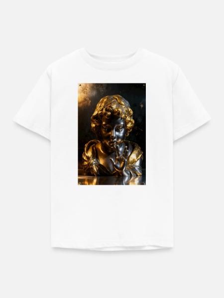 Goldene Shush-Cherub-Büste - Kinder T-Shirt - Weiß