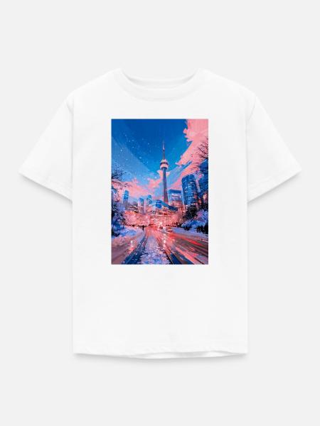 Neon Snow City Toronto - Kinder T-Shirt - Weiß