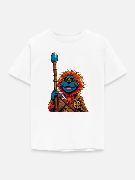 Steampunk-Affenheld mit Lichtstab - Kinder T-Shirt - Weiß