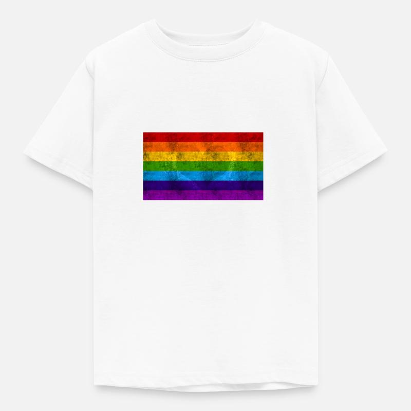 Regenbogen Flagge - Kinder T-Shirt - Weiß