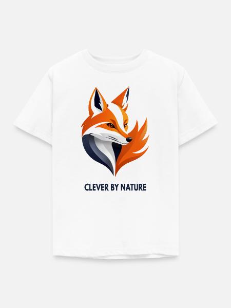 Clever by Nature – Fuchs - Kinder T-Shirt - Weiß