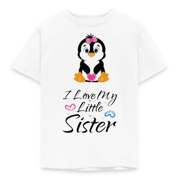 Penguin - I love my little sister - Kinder T-Shirt - Weiß - Vorne - AI Model Kid Male (0cm)