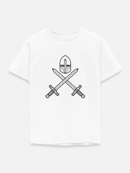 Zeichnen von Ritter zwei Schwertern und einem Helm - Kinder T-Shirt - Weiß