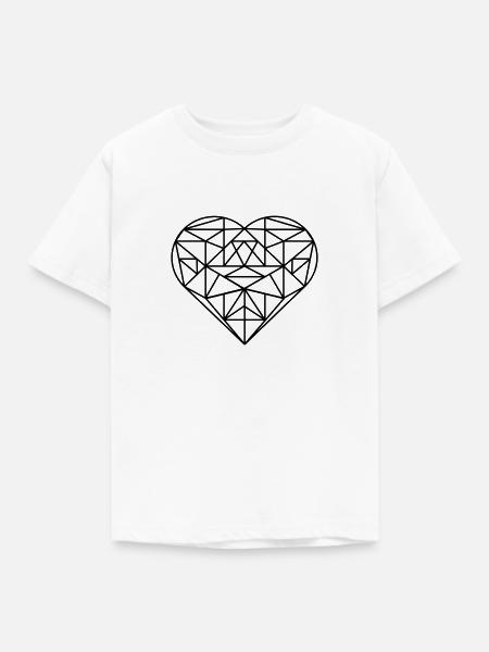 Geometrisches Herz - Kinder T-Shirt - Weiß