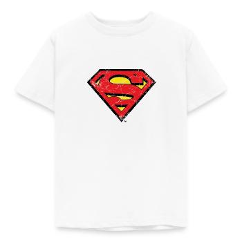 DC Comics Superman Logo Used Look - Kinder T-Shirt - Weiß - Vorne - AI Model Kid Male (0cm)
