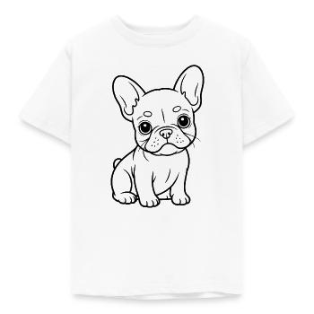 Kleiner Bulldog Linienporträt - Kinder T-Shirt - Weiß - Vorne - AI Model Kid Male (0cm)