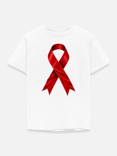 AIDS Awareness – Rote Schleife - Kinder T-Shirt - Weiß