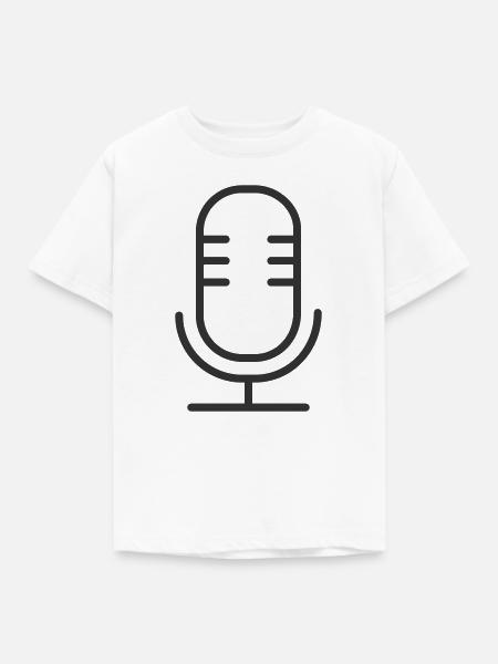 Mikrofon-Linien-Symbol - Kinder T-Shirt - Weiß