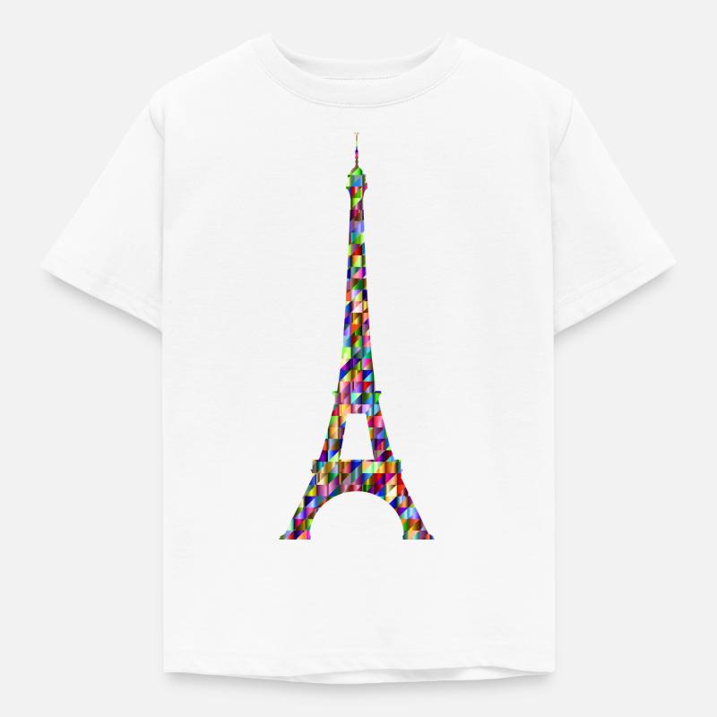 Eiffelturm Regenbogen - Kinder T-Shirt - Weiß