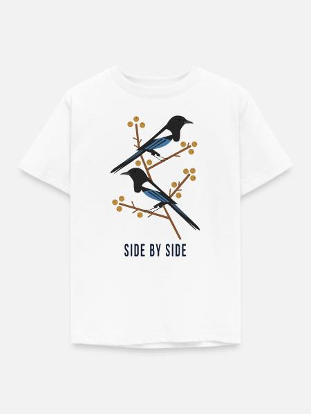 Side by Side – Zwei Vögel - Kinder T-Shirt - Weiß