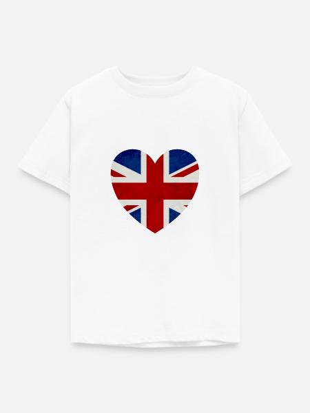 Herz UK Großbritannien - Kinder T-Shirt - Weiß