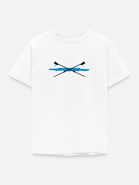 Rudern, Ruderboot und Paddel - Kinder T-Shirt - Weiß