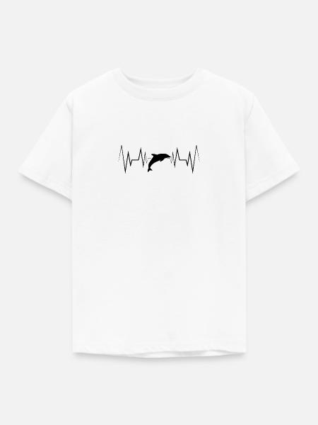 Herzschlag Delfin Silhouette - Kinder T-Shirt - Weiß