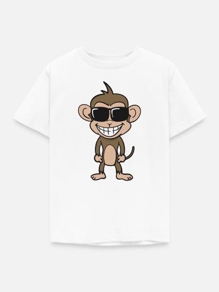 Cooler Affe mit Sonnenbrille - Kinder T-Shirt - Weiß