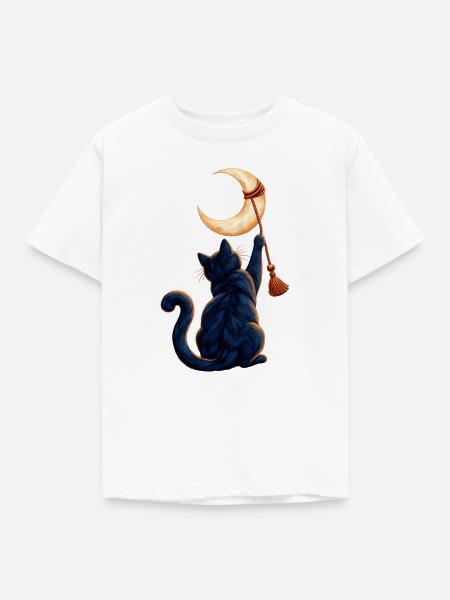 Mond-Abbrecherkatze - Kinder T-Shirt - Weiß