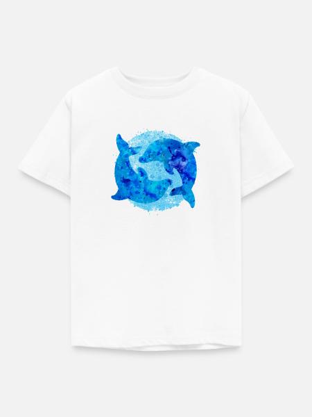 Delfine (Wasserfarben) - Kinder T-Shirt - Weiß