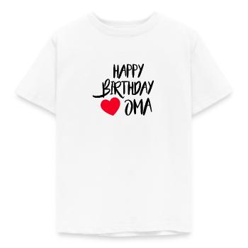 Happy Birthday Oma - Kinder T-Shirt - Weiß - Vorne - AI Model Kid Male (0cm)