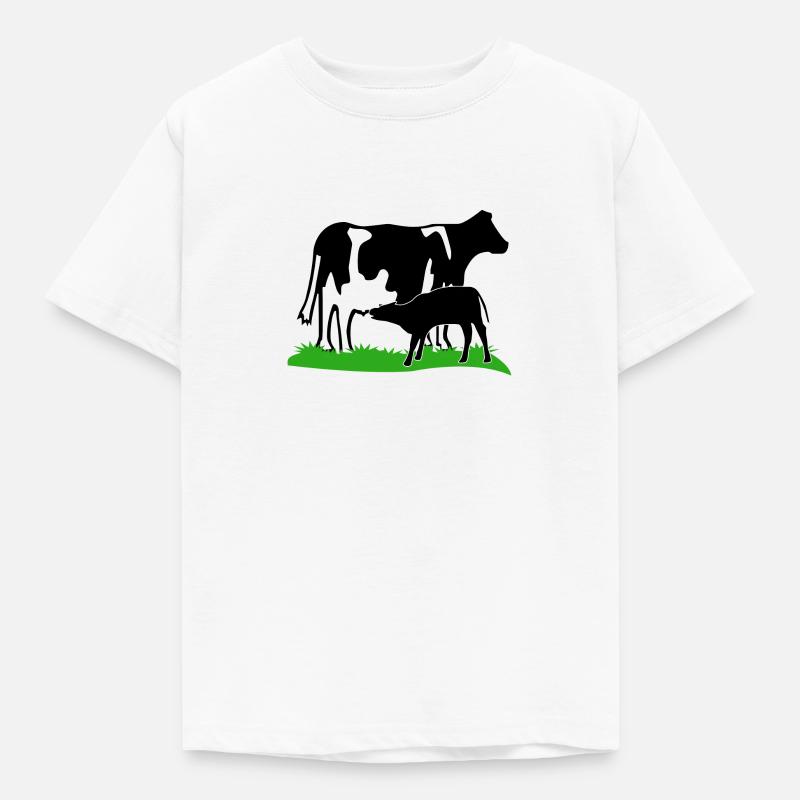 kuh und kalb schwarz - Kinder T-Shirt - Weiß