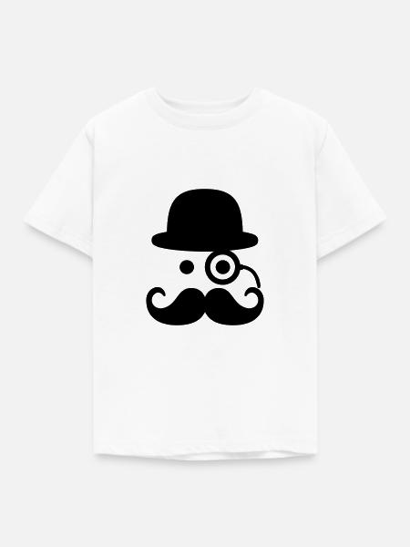 Smiley Mustache - Kinder T-Shirt - Weiß