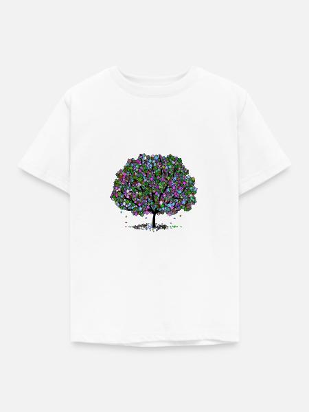 Bunter Baum - Kinder T-Shirt - Weiß