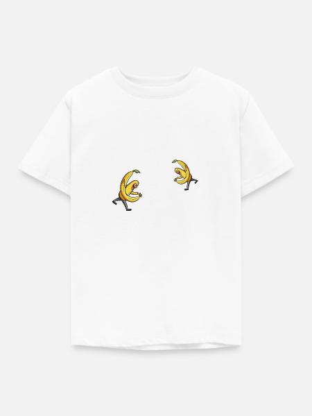 Cartoon Banane: Dynamische Action-Illustration - Kinder T-Shirt - Weiß