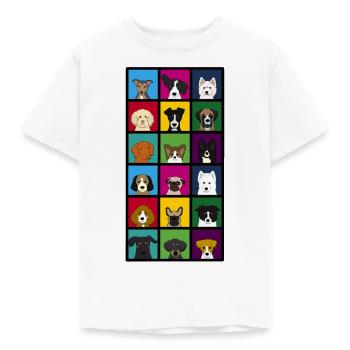 18_hundekoepfe_bunt - Kinder T-Shirt - Weiß - Vorne - AI Model Kid Male (0cm)