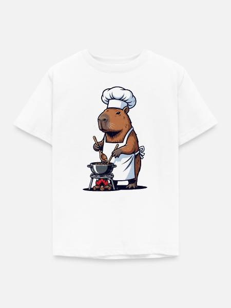 Chefkoch Capybara Koch am Topf - Kinder T-Shirt - Weiß
