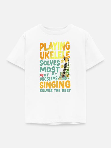 Hawaiian Ukulele Uke Playing - Kinder T-Shirt - Weiß