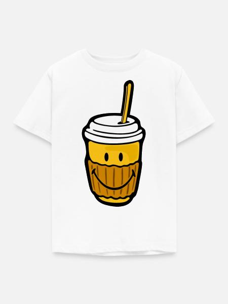 Smiley Coffee Take Away - Kinder T-Shirt - Weiß