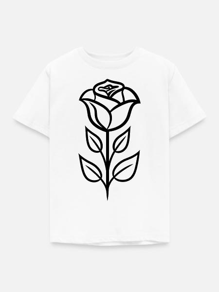 Rosa Blume - Kinder T-Shirt - Weiß