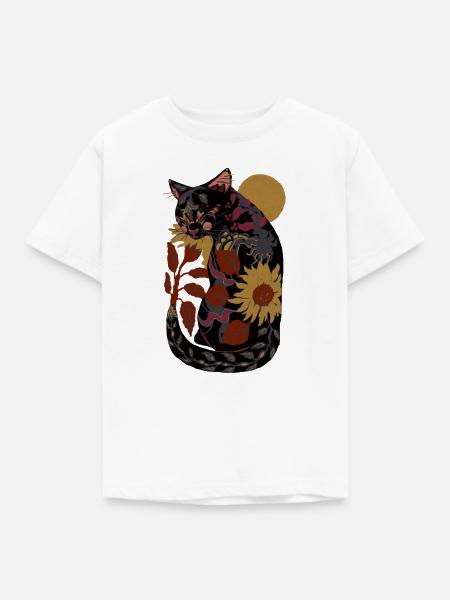 SONNENBLUMENKATZE - Kinder T-Shirt - Weiß